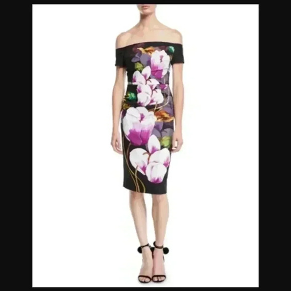 Trina Turk Ruby Off-the-Shoulder Tulip Floral Sheath Dress - Picture 1 of 5